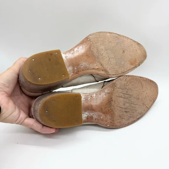 Matisse Roscoe Distressed Leather Almond Toe Heeled Western Bootie Cream Sz 8.5 - Picture 10 of 13